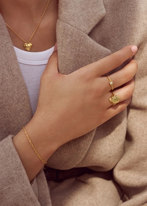 Gudinde ring Green prehnit Forgyldt Maanesten 
